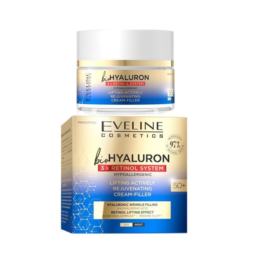 Eveline BioHyaluron 3x Retinol System Lifting Actively Rejuvenating Day and Night Cream Filler 50+ 50ml