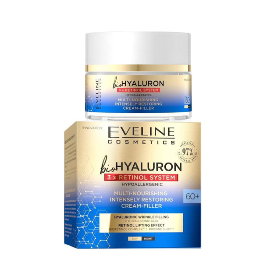 Eveline BioHyaluron 3x Retinol System Multi Nourishing Intensely Restoring Day and Night Cream Filler 60+ 50ml