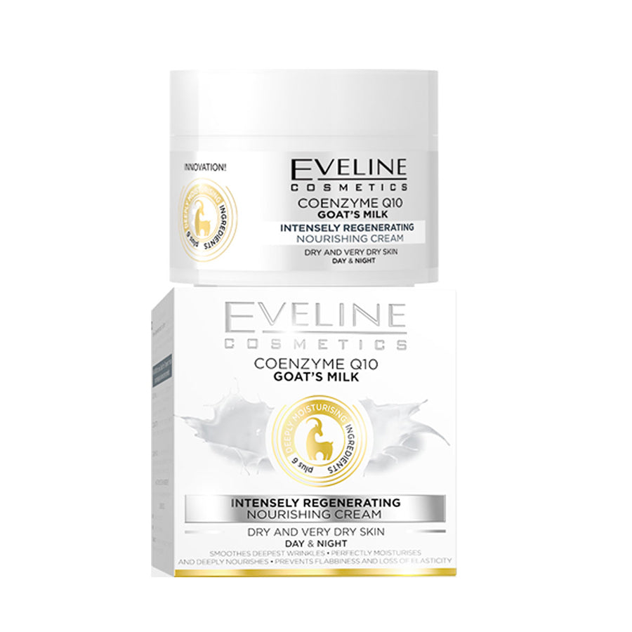 Eveline Coenzyme Q10 Goat’s Milk Nourishing Regenerating Day Night Cream for Dry Skin 50ml