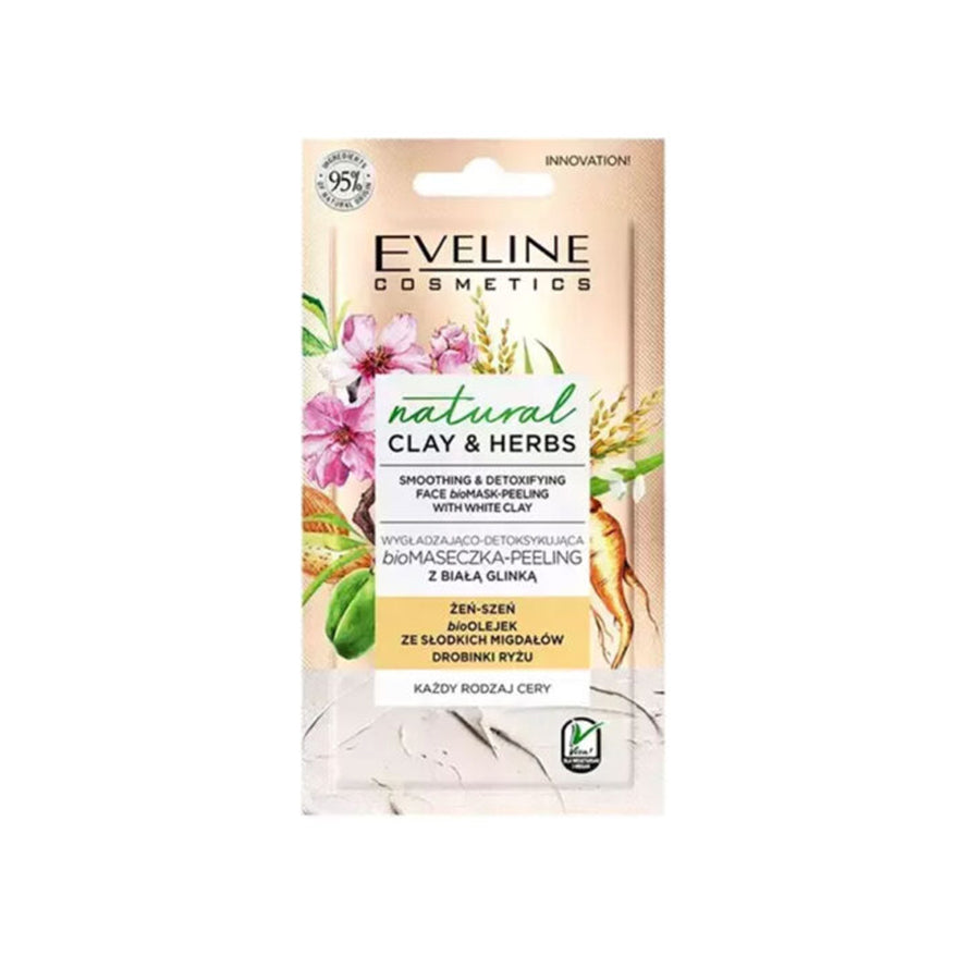 Eveline Natural Clay&Herbs Moisturizing and Illuminating Mask with Pink Clay for Dry and Sensitive Skin 8ml