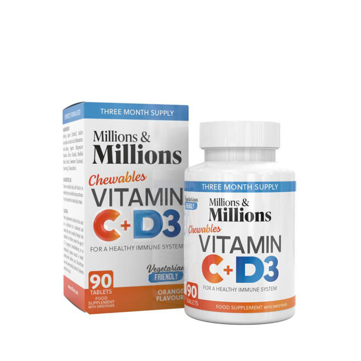 Vegan Friendly Vitamin C 500mg + Vit D3 25ug Chewable